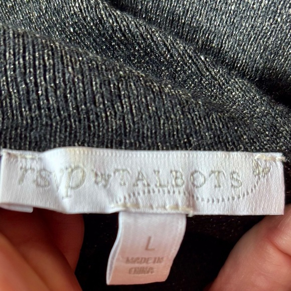 RSVP by Talbots Black Cowl Neck Sweater with Micro Silver Sparkles - Picture 2 of 5